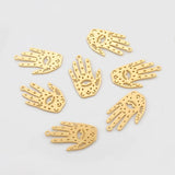 4pcs Raw Brass Hand Craved Evil Eyes Star Charms for DIY Jewelry Making
