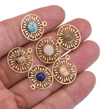 5pcs Stainless Steel Flower Charms for DIY Jewelry Making