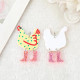 12Pcs Chicken Charms Acrylic Pendant For DIY Earring Necklace Making