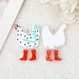 12Pcs Chicken Charms Acrylic Pendant For DIY Earring Necklace Making