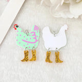 12Pcs Chicken Charms Acrylic Pendant For DIY Earring Necklace Making