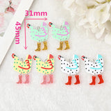12Pcs Chicken Charms Acrylic Pendant For DIY Earring Necklace Making