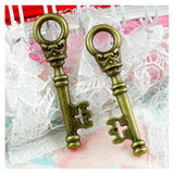50pcs Antique Bronze Plated Key Charms Pendants DIY Jewelry Making Pendant