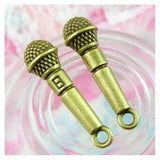 50pcs Microphone Charms Antique Bronze Pendants DIY Jewelry Making