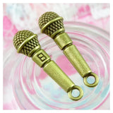 50pcs Microphone Charms Antique Bronze Pendants DIY Jewelry Making