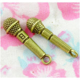 50pcs Microphone Charms Antique Bronze Pendants DIY Jewelry Making
