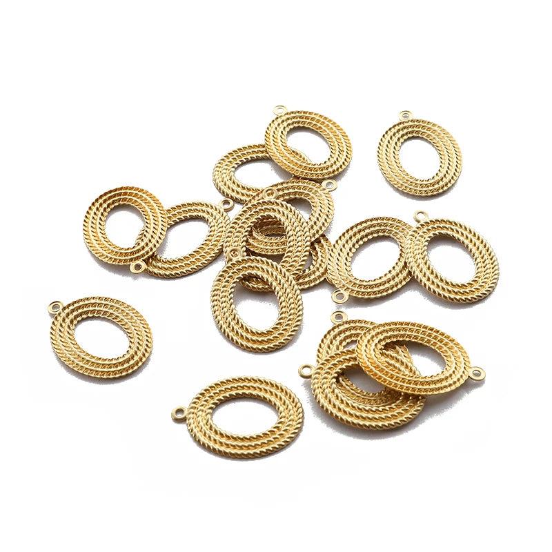 20pcs Brass Earring Charms Oval Braided Circle Pendant DIY Jewelry Findings