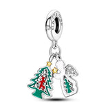 Angel Christmas Tree Elk Silver Enamel Beads Dangle Charm for Bracelet Necklace