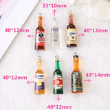 10 Pcs 3D Alcohlic Drink Bottle Pendant Resin Charms For DIY Making