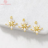 4PCS 13x15MM Snowflake Charm Pendants for DIY Jewelry Making