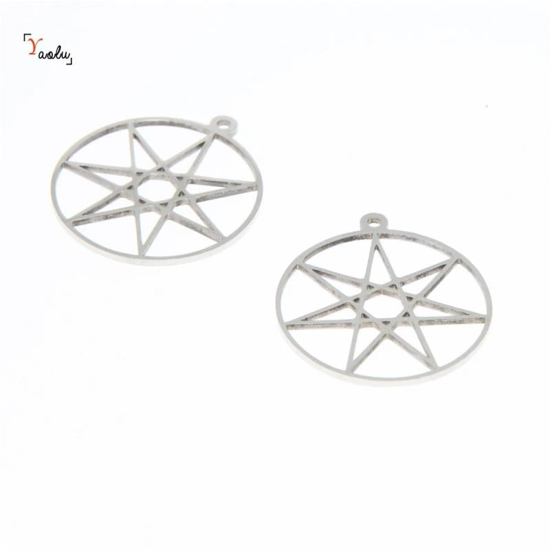 7 Pointed Star Kabbalah Charm Pendant Stainless Steel 28x25mm