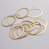 10pcs Raw Brass Textured Oval Circle Charms for DIY Earrings Necklace