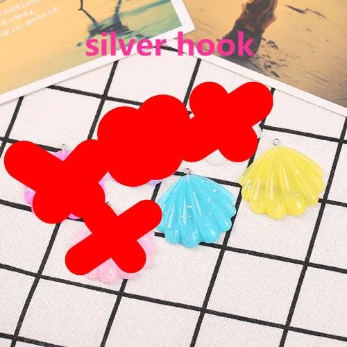 20Pcs 40mm Glitter Shell Charms Resin Necklace Keychain