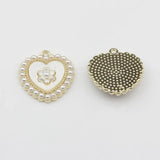 Zinc Alloy Rabbit Heart Flowers Pearl Pendant Charms 6pcs/lot