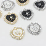 Zinc Alloy Rabbit Heart Flowers Pearl Pendant Charms 6pcs/lot
