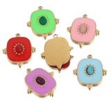 4pcs Retro Square Charms with Natural Stone for Earrings DIY