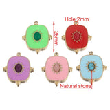4pcs Retro Square Charms with Natural Stone for Earrings DIY
