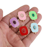 4pcs Retro Square Charms with Natural Stone for Earrings DIY