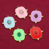 4pcs Retro Square Charms with Natural Stone for Earrings DIY