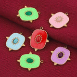 4pcs Retro Square Charms with Natural Stone for Earrings DIY