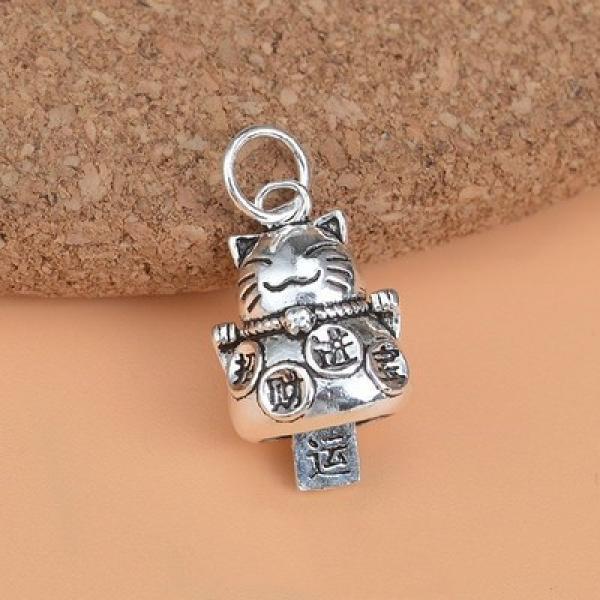 925 Sterling Silver Lucky Cat Pendant Thai Silver Accessories