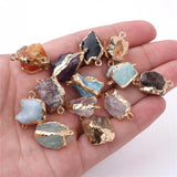 2PCS Natural Raw Gems Pendants for Jewelry Making