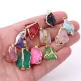 2PCS Natural Raw Gems Pendants for Jewelry Making