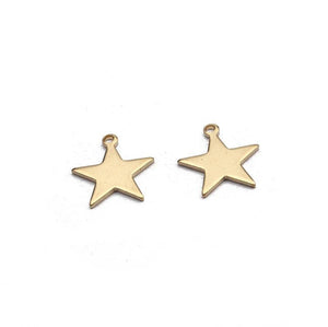 50pcs Raw Brass Star Charms for DIY Jewelry Making