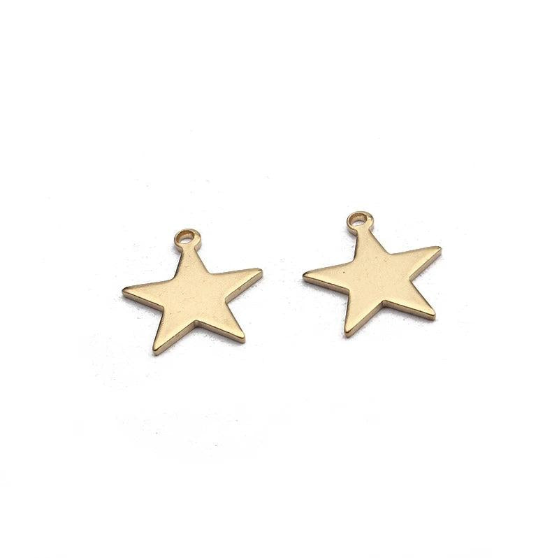 50pcs Raw Brass Star Charms for DIY Jewelry Making