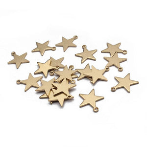 50pcs Raw Brass Star Charms for DIY Jewelry Making