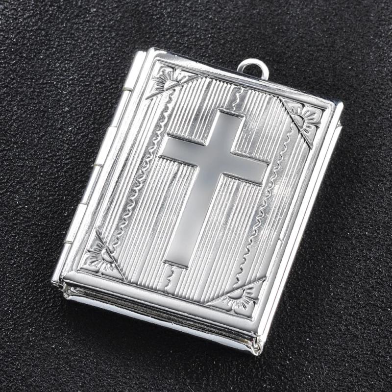 5pcs/Lot Bible Book Christian Religion Photo Frame Locket Charms