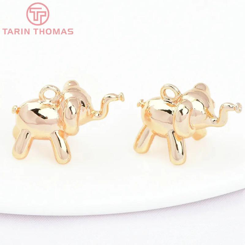 6PCS 16x11MM 24K Brass Small Elephant Shape Pendants for DIY Jewelry
