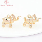 6PCS 16x11MM 24K Brass Small Elephant Shape Pendants for DIY Jewelry