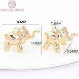 6PCS 16x11MM 24K Brass Small Elephant Shape Pendants for DIY Jewelry