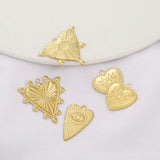 10pcs Raw Brass Embossed Heart Turkey Eye Charms Pendant DIY Jewelry Making