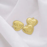 10pcs Raw Brass Embossed Heart Turkey Eye Charms Pendant DIY Jewelry Making