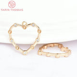 4PCS 24K Brass Zircon Heart Charms Pendants Jewelry Findings