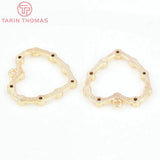 4PCS 24K Brass Zircon Heart Charms Pendants Jewelry Findings