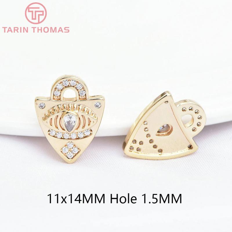 2PCS 24K Brass Zircon Charms Pendants for Jewelry Making