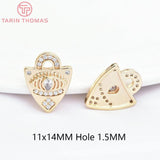 2PCS 24K Brass Zircon Charms Pendants for Jewelry Making