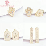 2PCS 24K Brass Zircon Charms Pendants for Jewelry Making