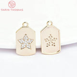 2PCS 24K Brass Zircon Charms Pendants for Jewelry Making