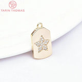 2PCS 24K Brass Zircon Charms Pendants for Jewelry Making