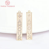2PCS 24K Brass Zircon Charms Pendants for Jewelry Making