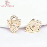 2PCS 24K Brass Zircon Charms Pendants for Jewelry Making