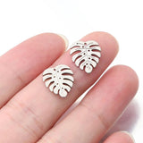 10pcs Stainless Steel Monstera Leaf Charms for DIY Jewelry Making