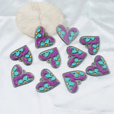 10pcs Heart Dripping Oil Charms Pendant for Earring Necklace Keychain