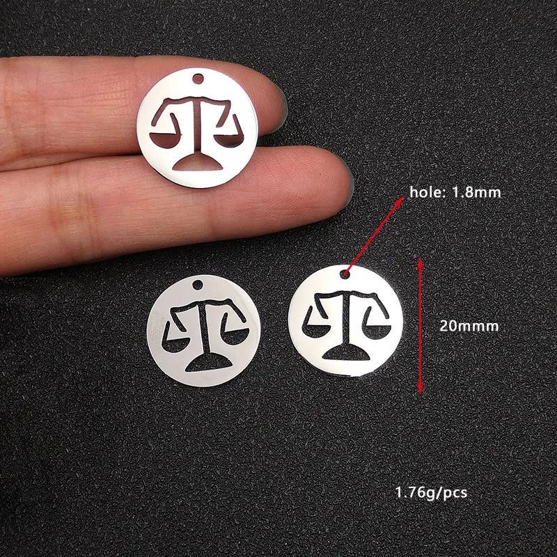 10pcs Mirror Effect Balance Charms Stainless Steel DIY Necklace Pendant