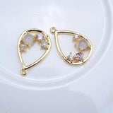 4PCS 12x18MM 24K Brass Zircon Water Drop Charms for DIY Jewelry