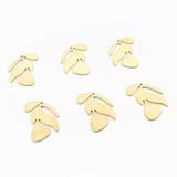 10pcs Raw Brass Textured Leaf Charms Pendant 21x15mm